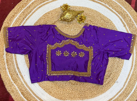 42” XL Size 12 size Aari Worked Sari Blouse Indian Saree Top Purple B161