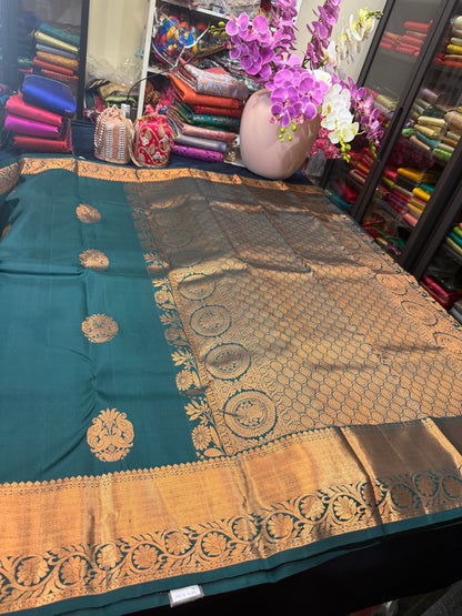 Kanchipuram Pure Silk Saree Green Kanjivaram Sari SPK230