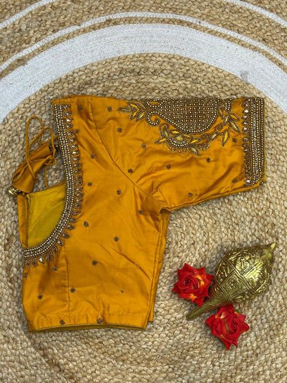 36” Small size Aari Worked Sari Blouse Indian Saree Rusty Orange B203