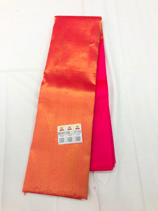 Raising Border Kanchipuram Pure Silk Saree Rani Pink Indian Kanjivaram Sari| SPK353
