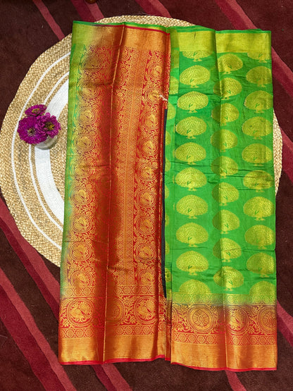 Bangalore Silk Sari Indian Fancy Saree Green & Red S67
