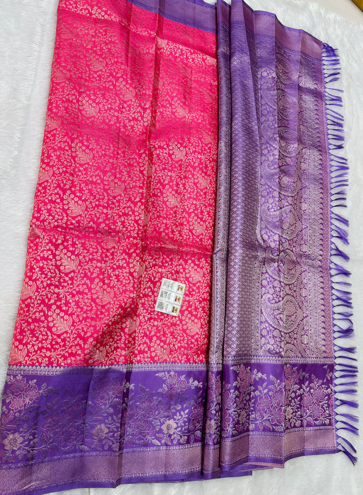 Bridal Kanchipuram Meenakari Pure Silk Saree Kanjivaram Sari SPK474