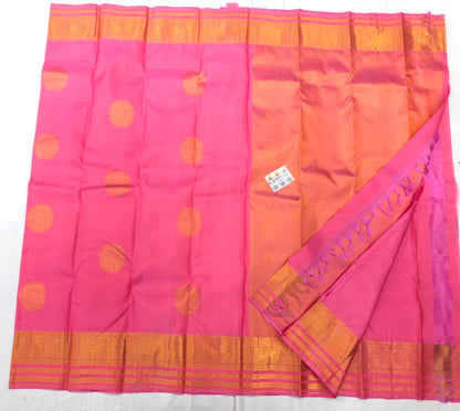 Kanchipuram Pure Silk Saree Bridal Indian Kanjivaram Pink Sari SPK316