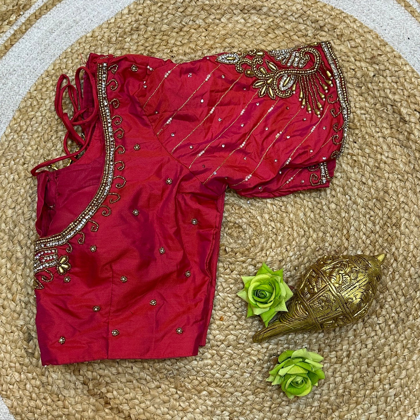 38” M Size 8 Aari Worked Sari Blouse Indian Saree Top Hot Pink B274