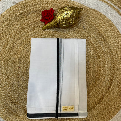 Men’s South Indian Casual Vesti Shirt Combo Black White Dhotti V4