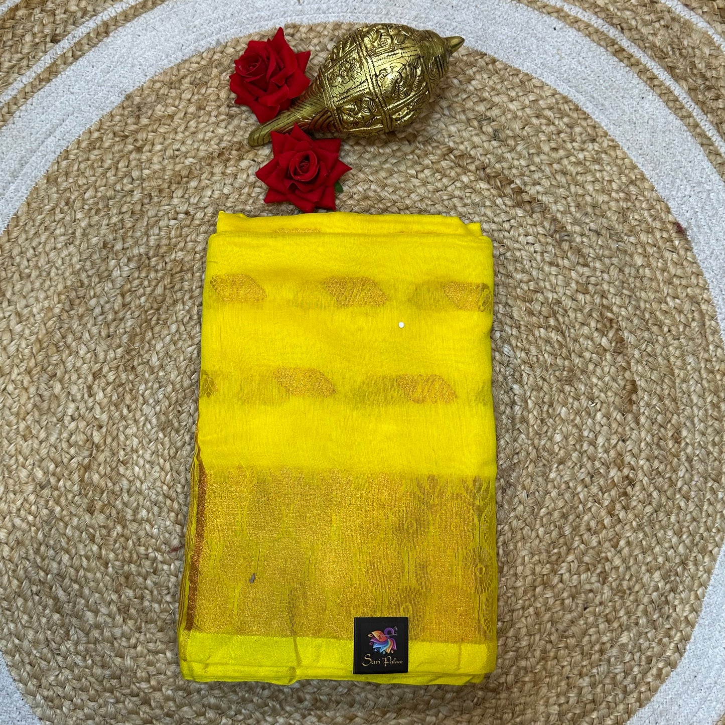 Soft Silk Cotton Sari Indian Saree Yellow S112