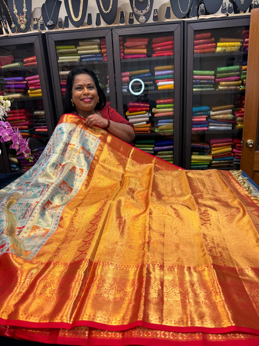 Bridal Tissue Kanchipuram Pure Silk Saree Kanjivaram Sari SPK467