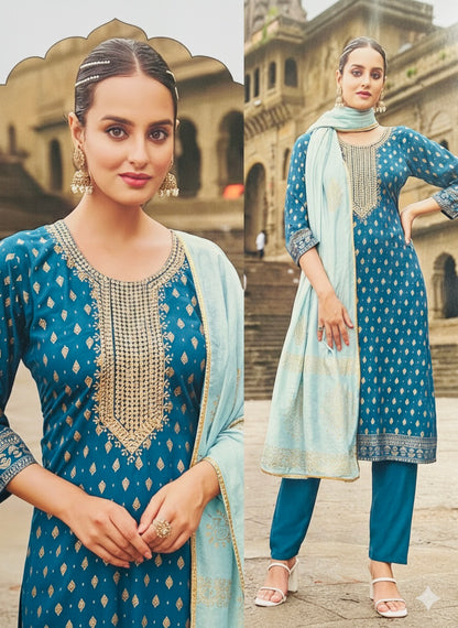 Indian Ladies Outfit White / Cream Rayon Salwar Kameez Kurti Suit SS32