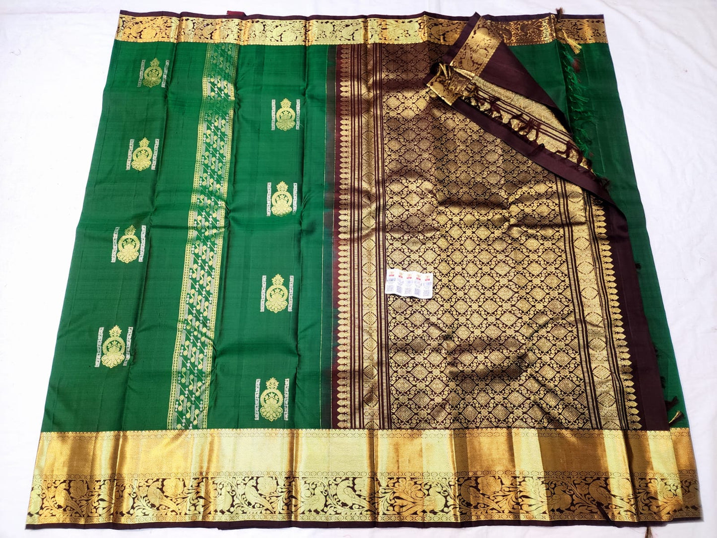 Kanchipuram Pure Silk Saree Bridal Green Kanjivaram Sari SPK259