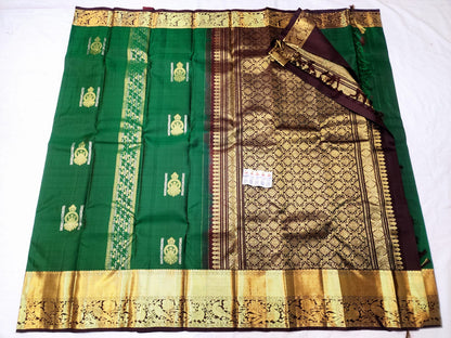 Kanchipuram Pure Silk Saree Bridal Green Kanjivaram Sari SPK259