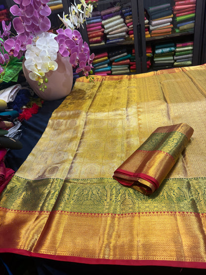Bridal Tissue Kanchipuram Pure Silk Saree Kanjivaram Sari SPK469