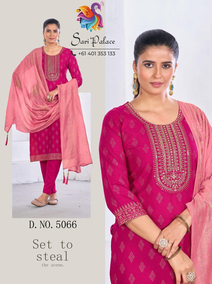 Indian Ladies Outfit Blue Rayon Salwar Kameez Kurti Suit SS30