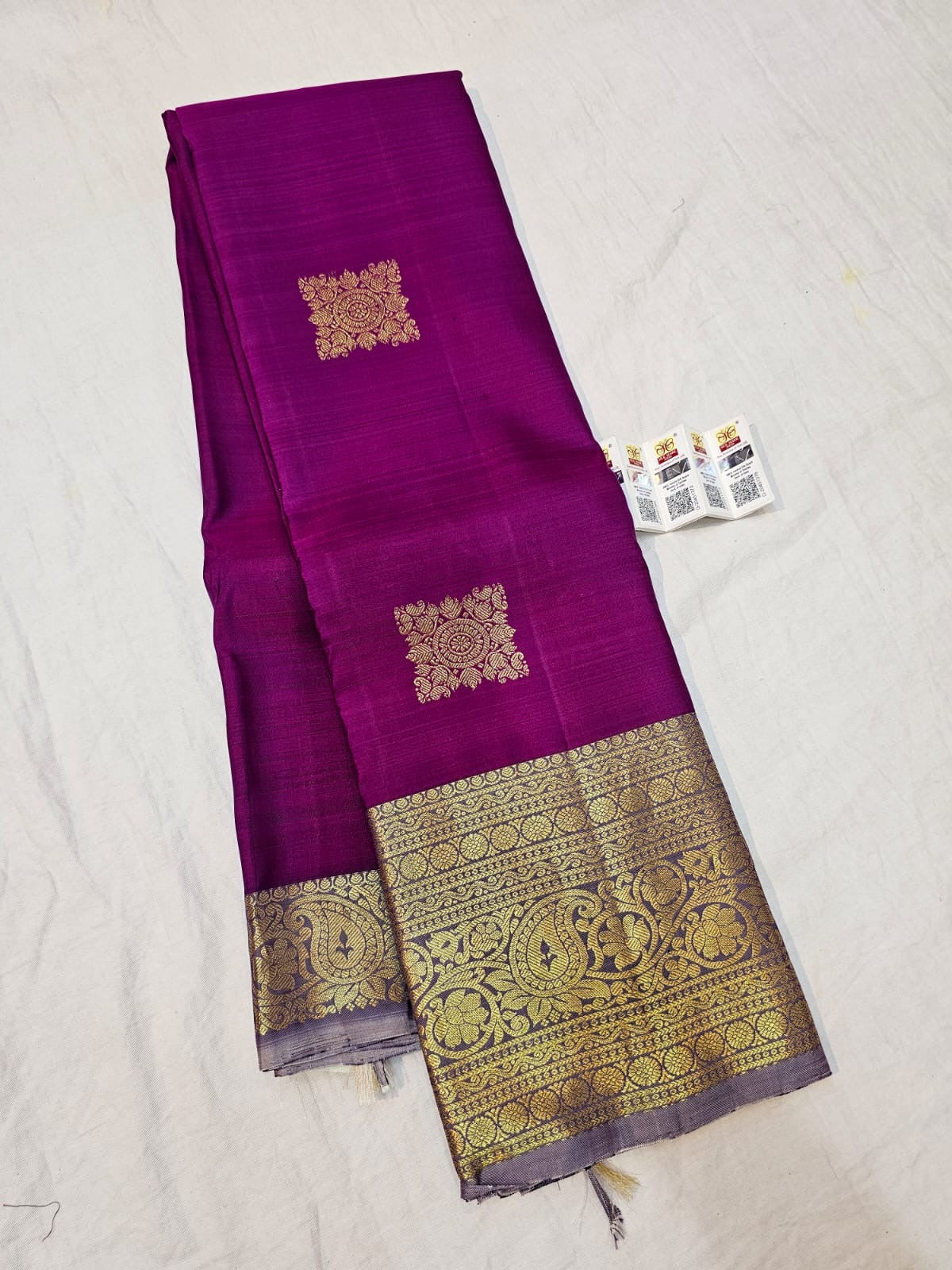 Kanchipuram Pure Silk Saree Bridal Magenta Kanjivaram Sari SPK289