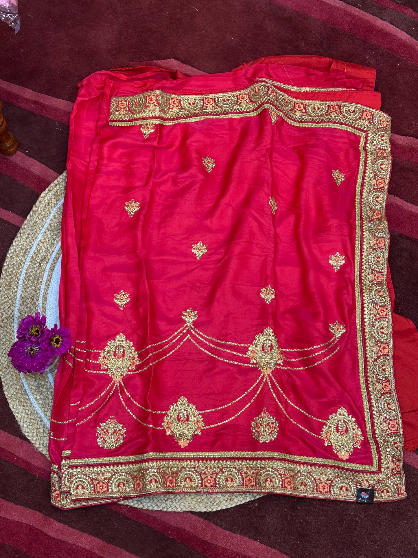 Reddish Pink Fancy Party Sari Indian Saree S38