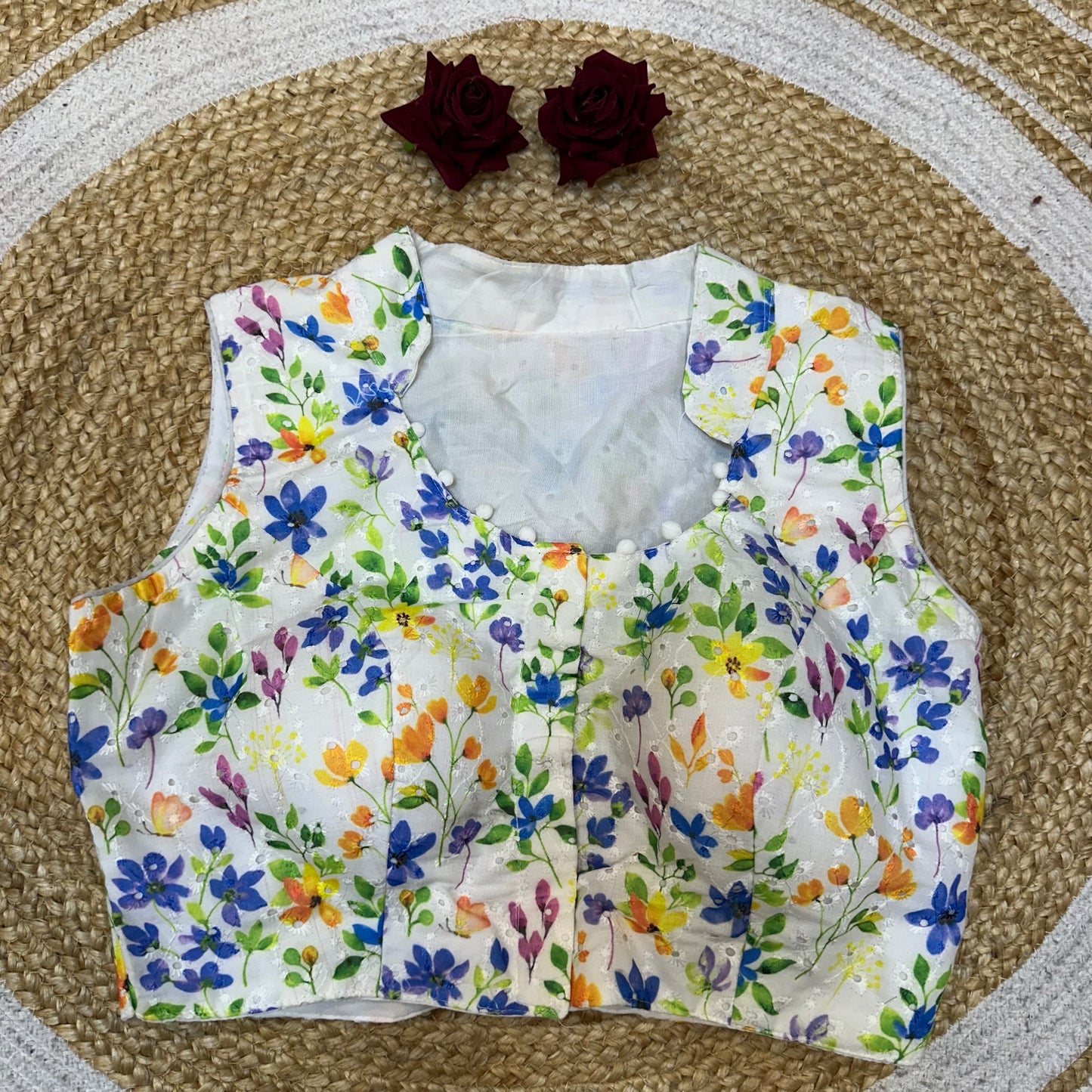 Cotton 38” Medium Sari Blouse Indian Saree Top B422