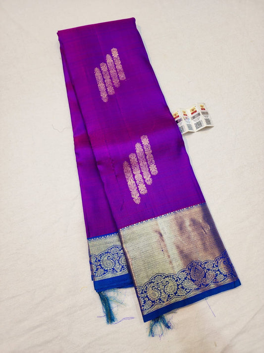 Kanchipuram Pure Silk Saree Bridal Purple Kanjivaram Sari SPK268
