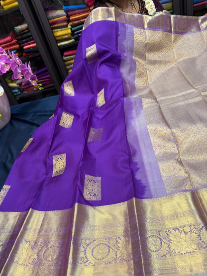 Kanchipuram Pure Silk Saree Bridal Purple Kanjivaram Sari SPK298