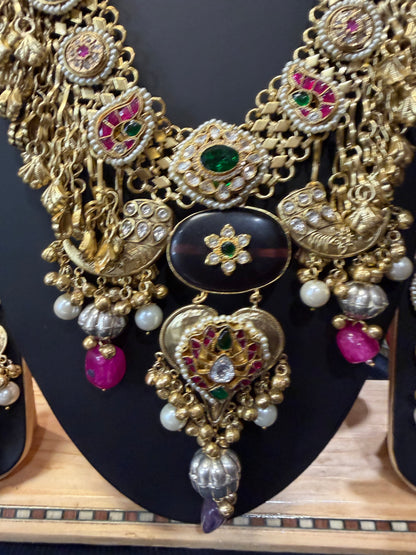 Handmade Brass Necklace with Silver polish Indian Tribal Multi Jewellery N96