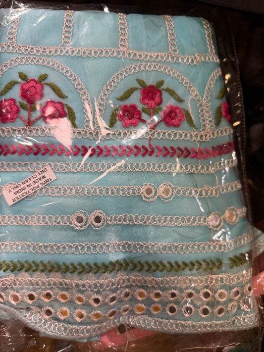 20” Size 2 Indian Girlswear Lehenga Skirt Top & Dupatta Blue G001