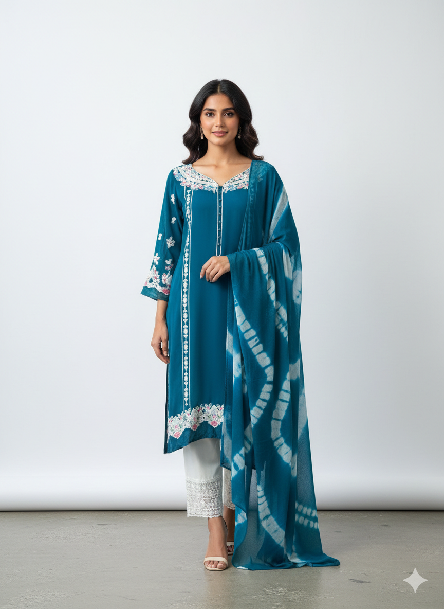 44” 2XL size 14 Indian Ladies Outfit Teal Blue Salwar Kameez Suit SS20