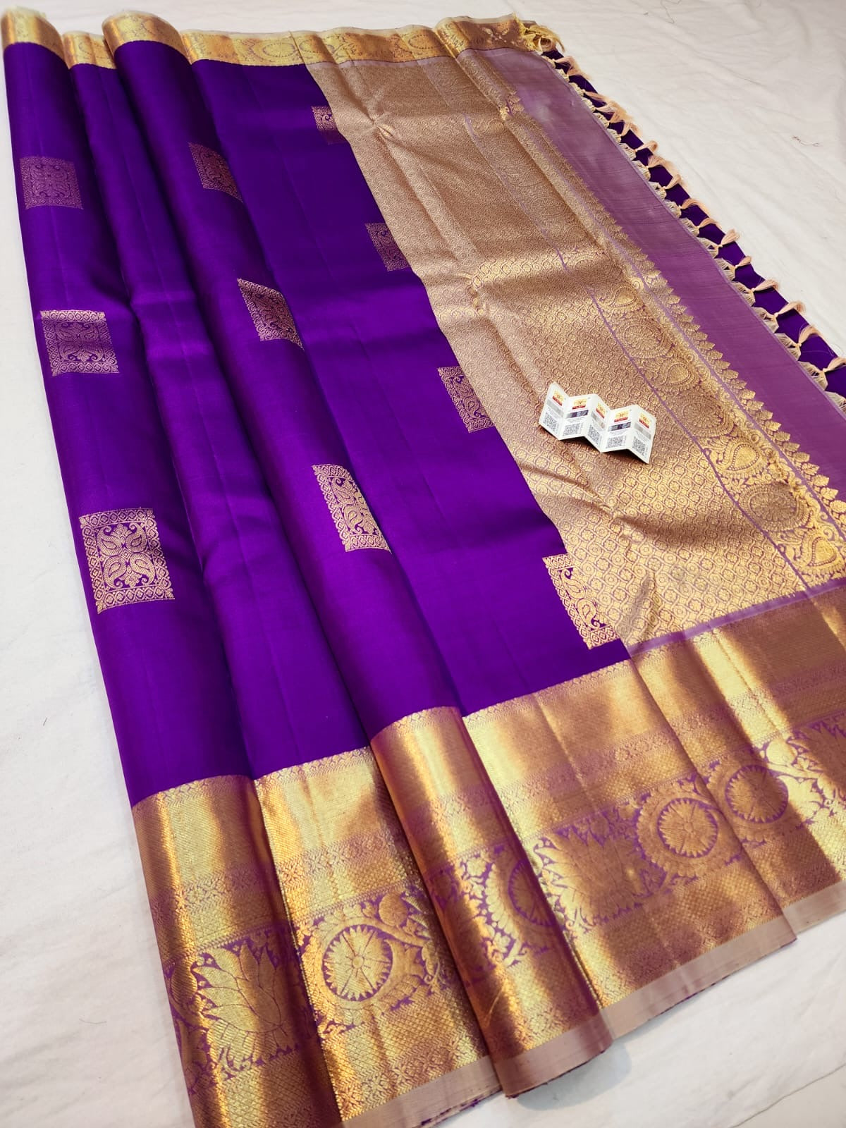 Kanchipuram Pure Silk Saree Bridal Purple Kanjivaram Sari SPK251