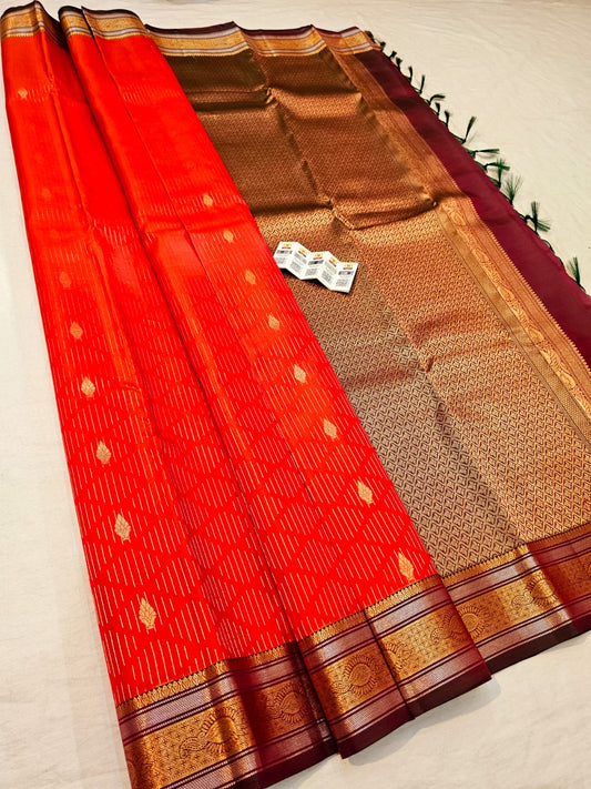 Kanchipuram Pure Silk Saree Bridal Indian Kanjivaram Sari SPK354