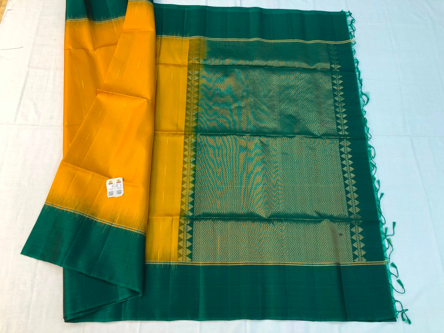 Kanchipuram Pattu Soft Silk Indian Saree Pure Silk Sari Yellow| SS28
