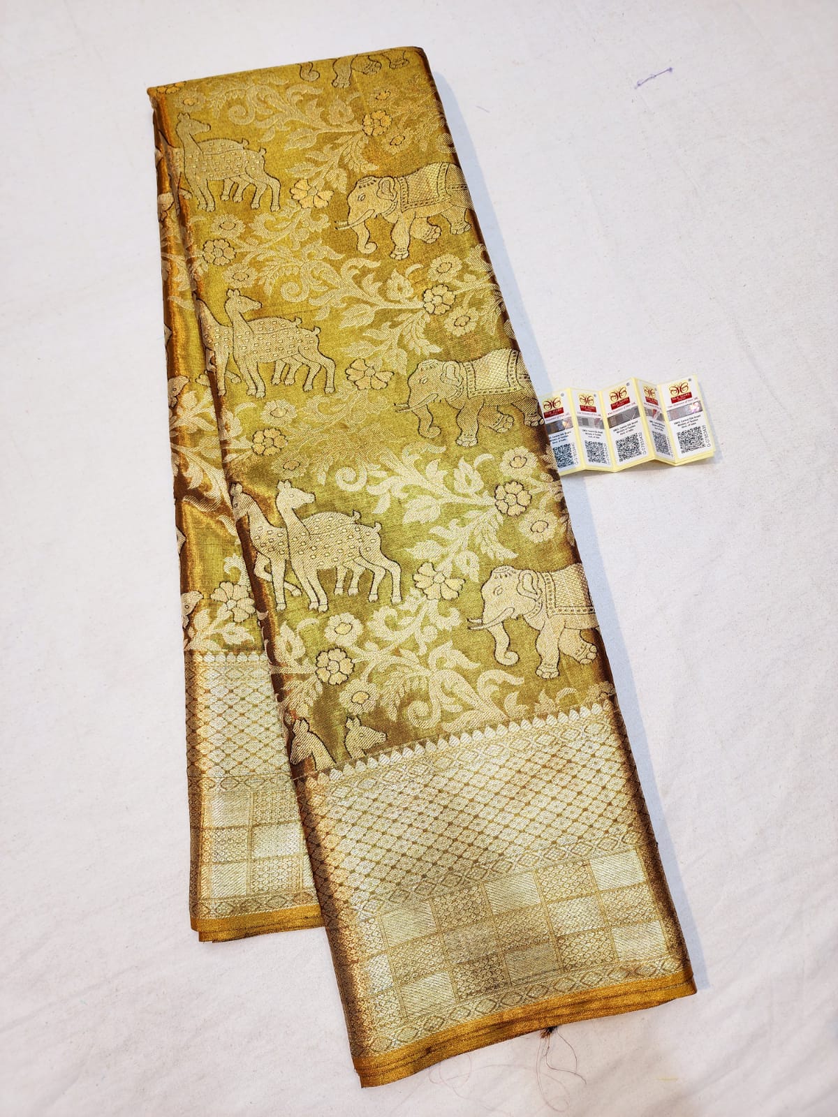 Vanarajah Bridal Kanchipuram Pure Silk Saree Gold Kanjivaram Sari| SPK091