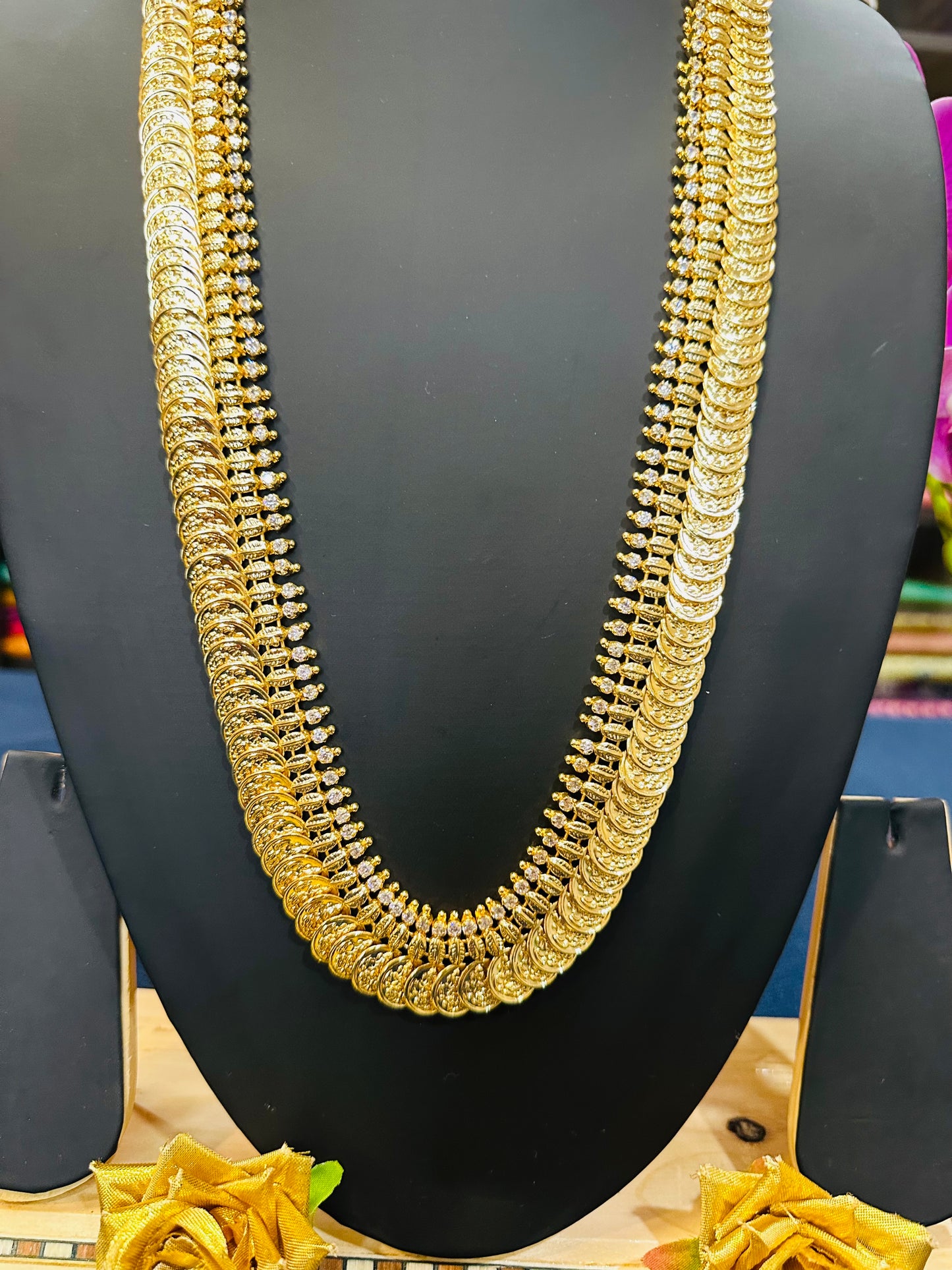 Forming Gold Indian Coin Necklace Kerala Haram Jewellery N48