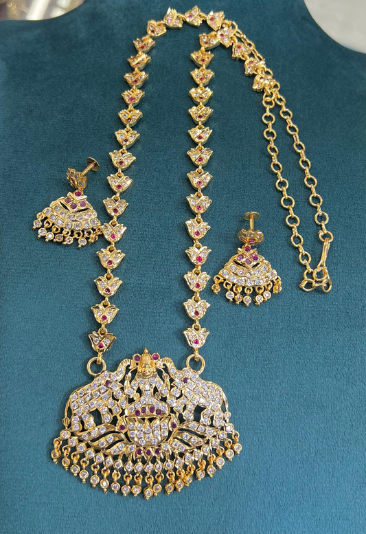 Indian Impon Necklace & Earrings Jewellery Set Haram Ruby N72