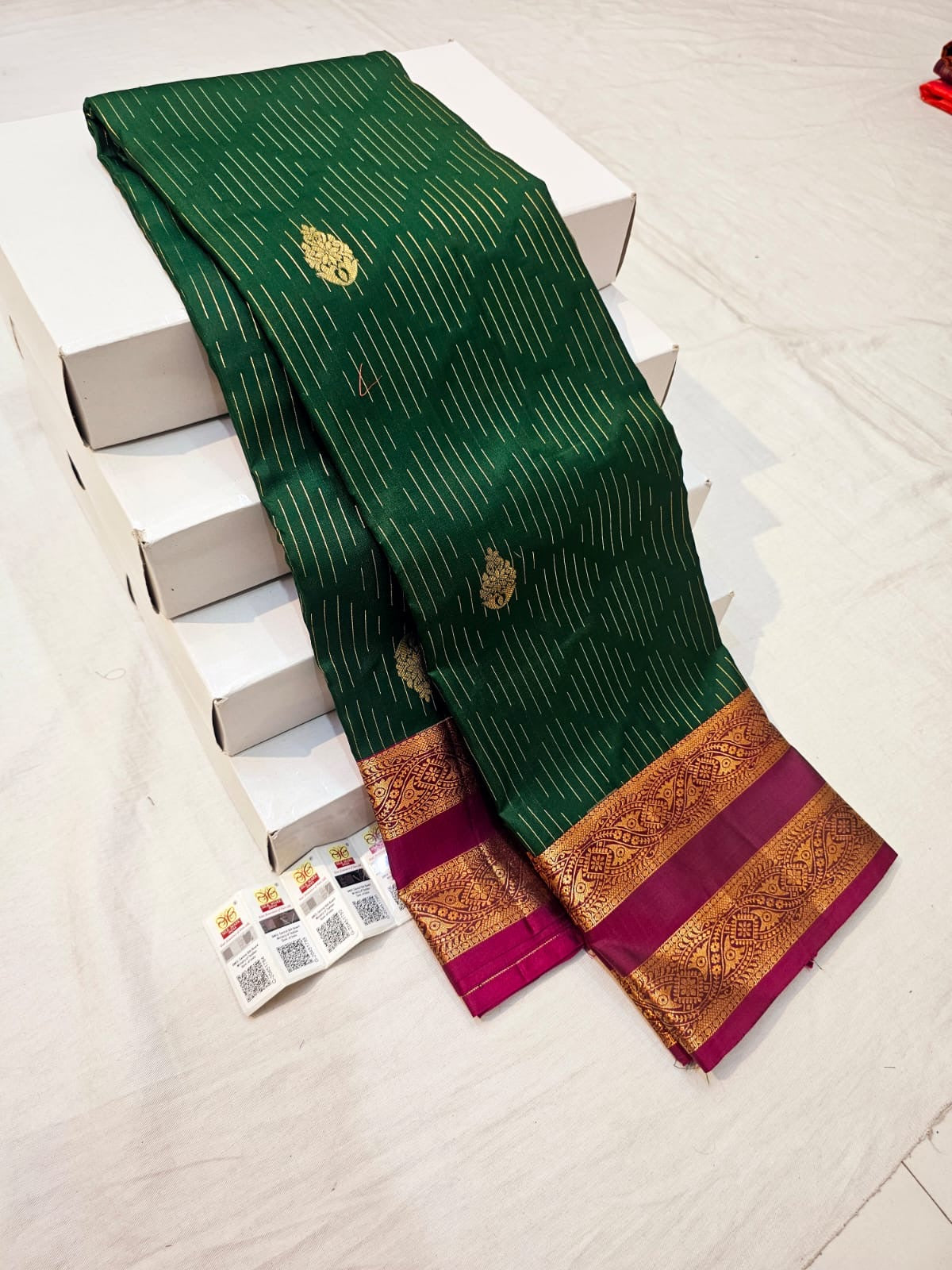 Kanchipuram Pure Silk Saree Bridal Indian Kanjivaram Sari SPK303
