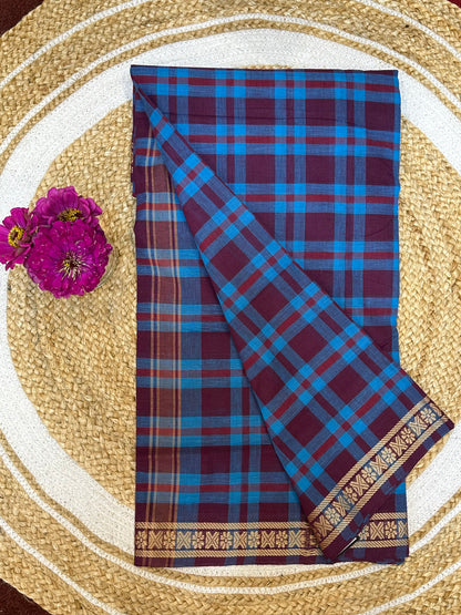 Sungudi Cotton Sari checked Indian Saree S62
