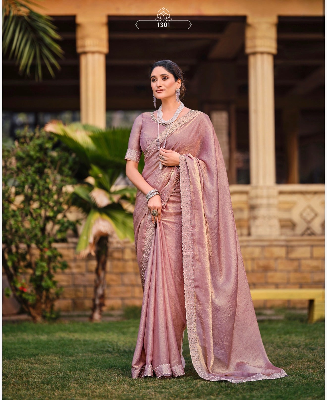 Peach Indian Fancy Party wear Saree Fendi Silk Sari S138