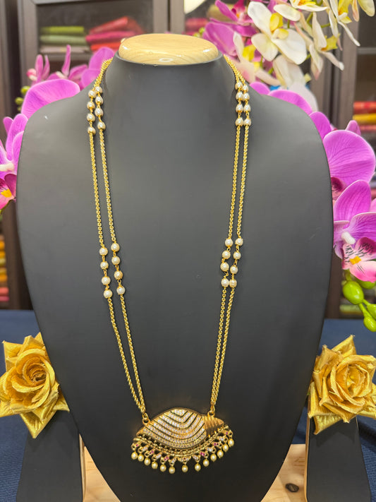 Impon Indian Necklace Pink Sanku Conch Pathakkam Haram N20