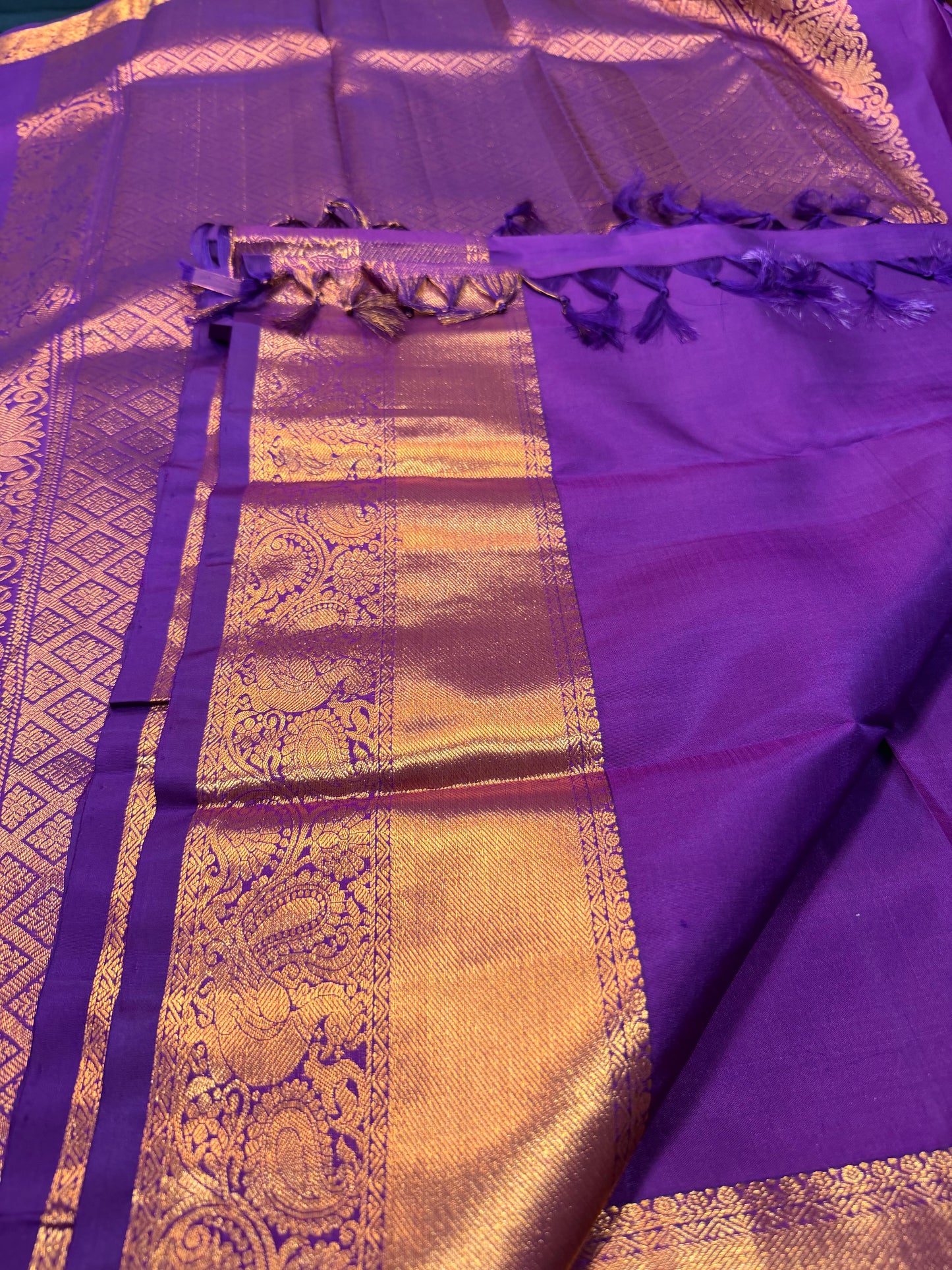 Kanchipuram Pure Silk Saree Purple Kanjivaram Sari SPK220