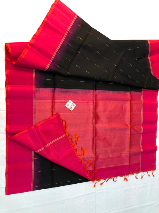 Pattu Soft Silk Indian Saree Pure Silk Sari Black Pink SS53
