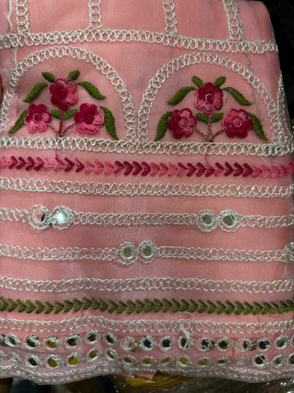 20” Size 2 Indian Girlswear Lehenga Skirt Top & Dupatta Pink G002