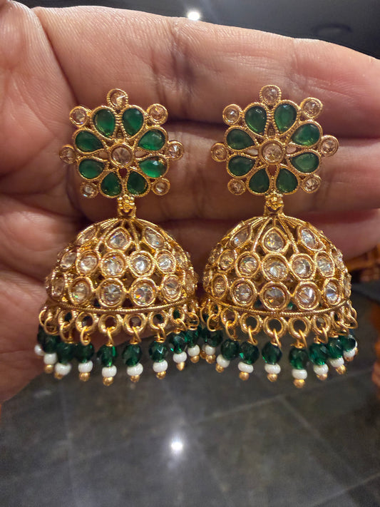 Jumka Jhumka Indian Brass Earrings Jimikki Kammal Green Indian Jewellery E23