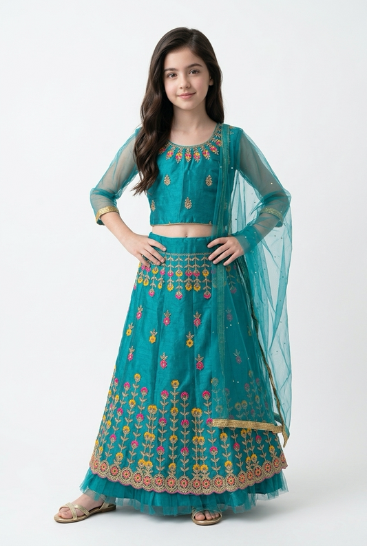 32” Size Age 7 to 9 Indian Lehenga Pavadai Sattai Skirt Top G80 Col 5