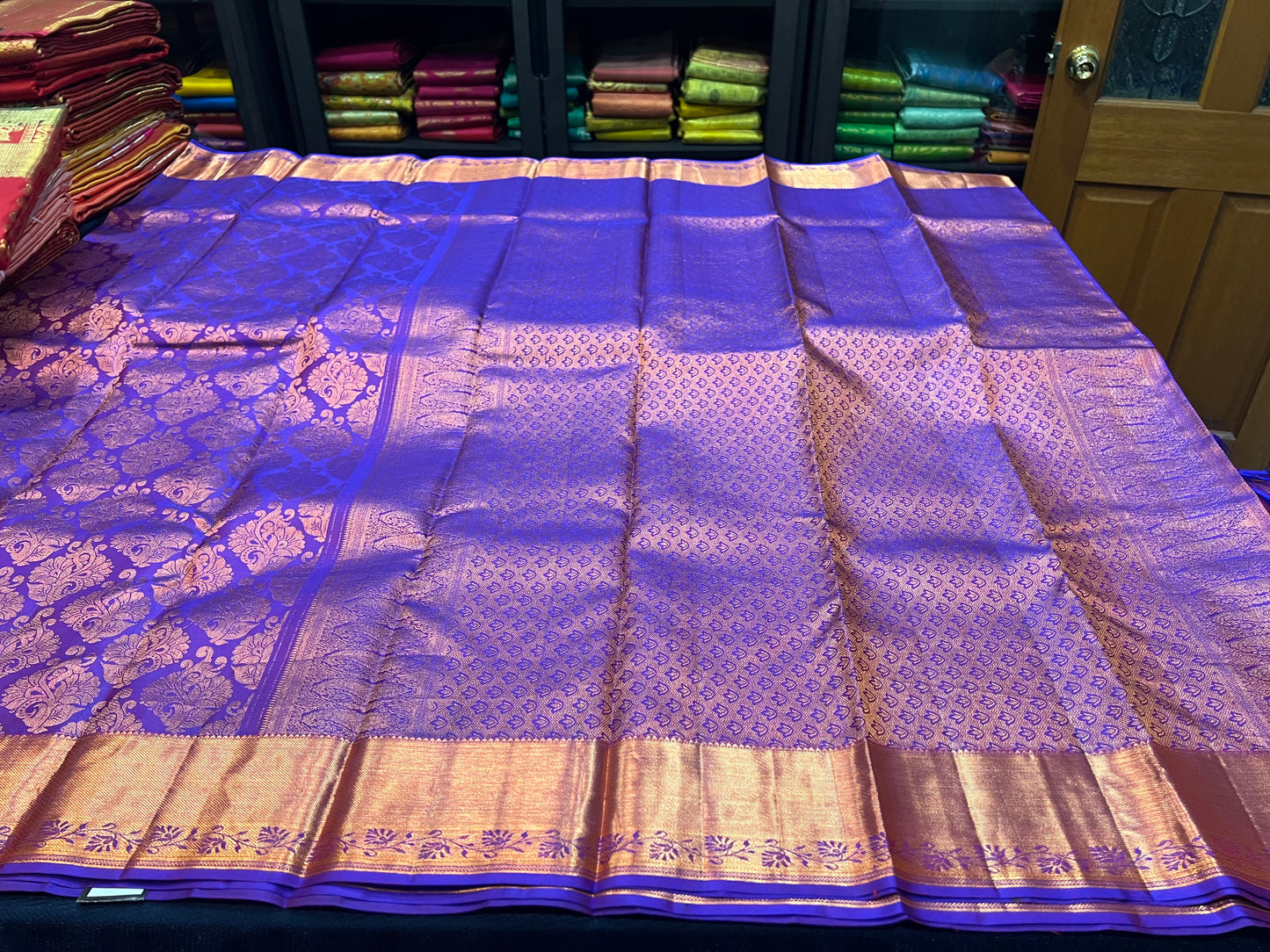 Kanchipuram Pure Silk Saree Purple Bridal Kanjivaram Sari| SPK167