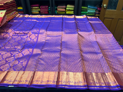 Kanchipuram Pure Silk Saree Purple Bridal Kanjivaram Sari| SPK167