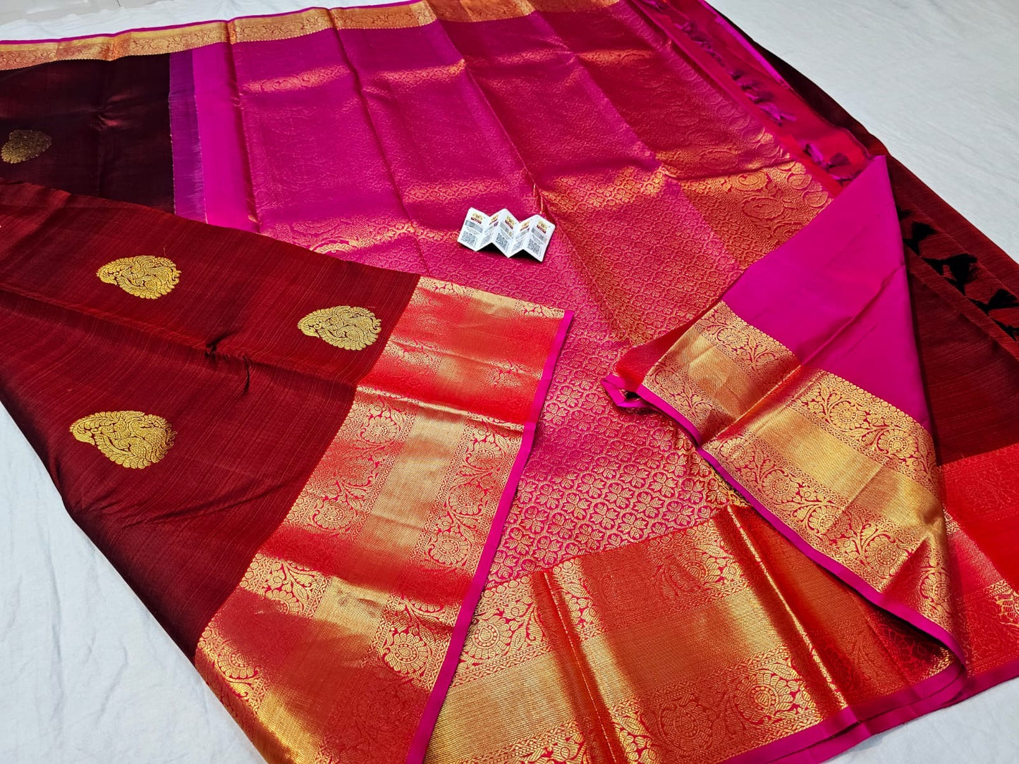 Kanchipuram Pure Silk Saree Bridal Maroon Kanjivaram Sari SPK283