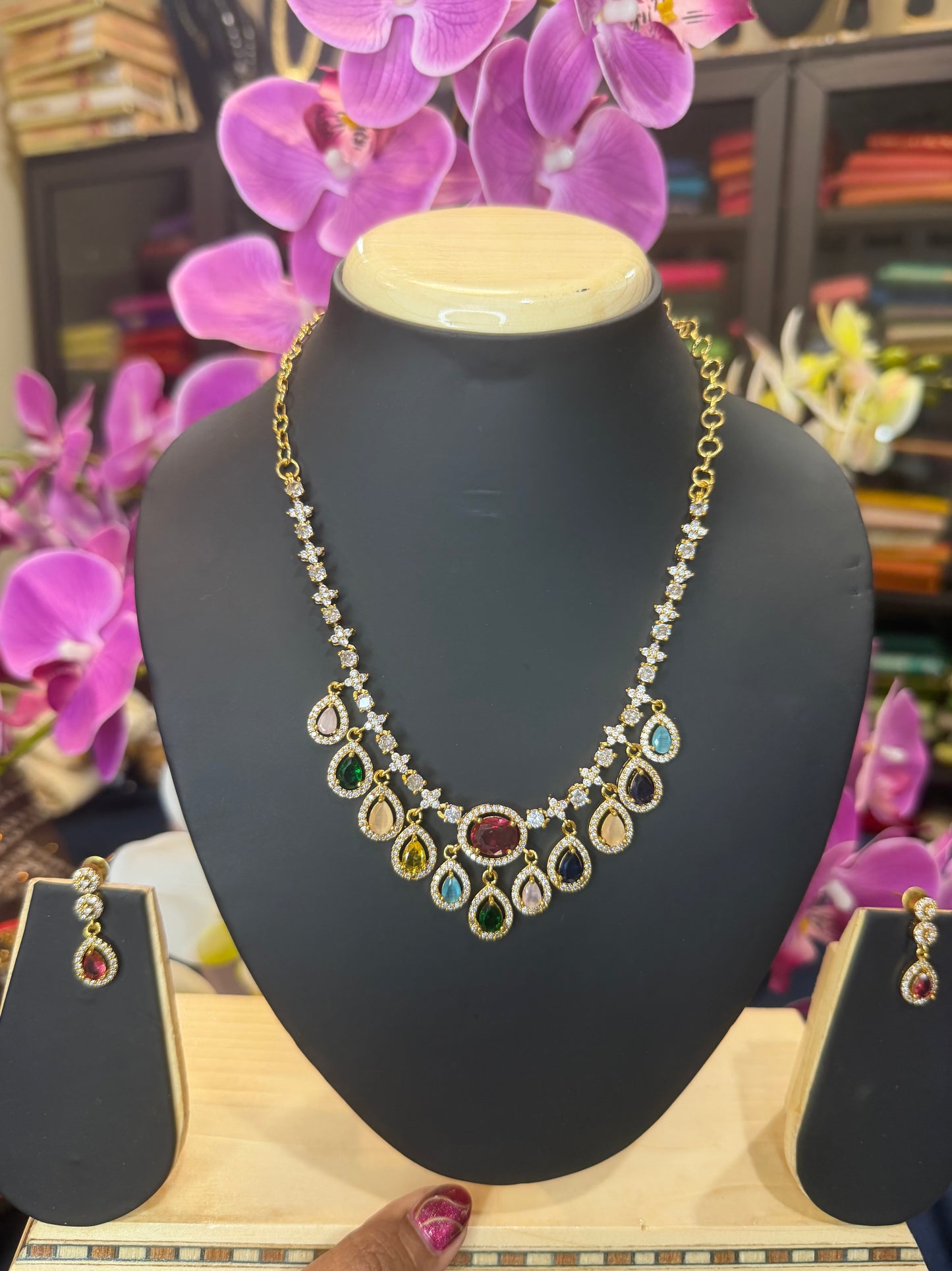 Premium Quality Indian Necklace & Earrings set Jewellery Set Multi colour N103