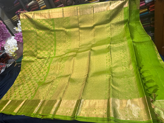 Kanchipuram Pure Silk handloom Saree Indian Kanjivaram Green Sari SPK428