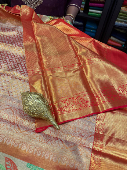 Kanchipuram Pure Silk Saree Bridal Tissue Kanjivaram Sari SPK240