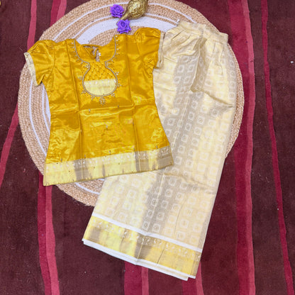 36” Size 10 Indian Lehenga Pattu Pavadai Sattai Skirt Top G10