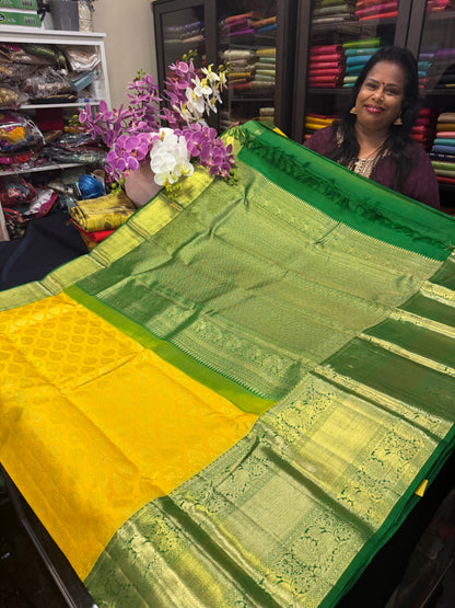 Korvai Kanchipuram Pure Silk Saree Bridal Kanjivaram Sari SPK240