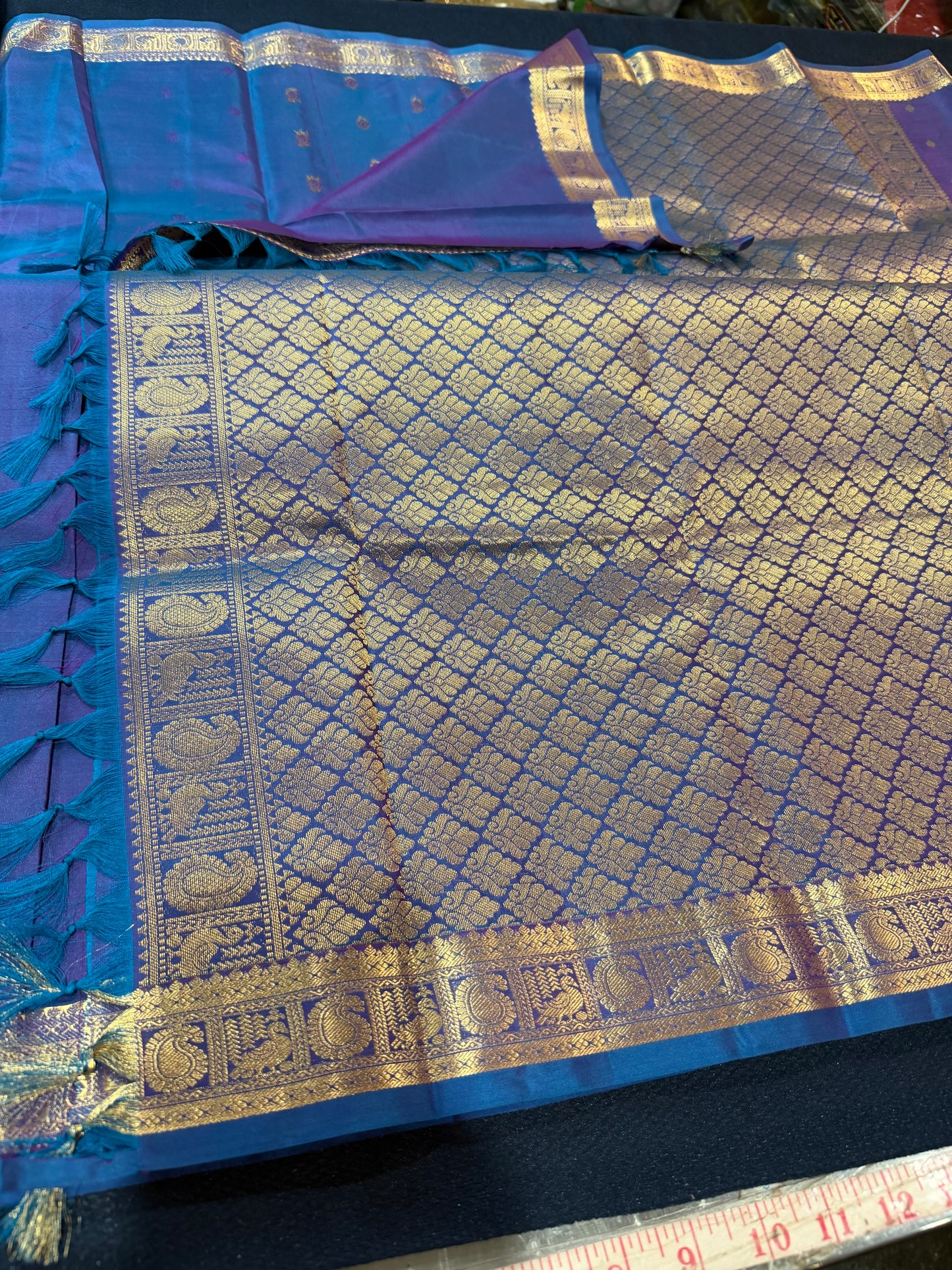 Bridal Blue Kanchipuram Pure Silk Saree Kanjivaram Sari SPK463