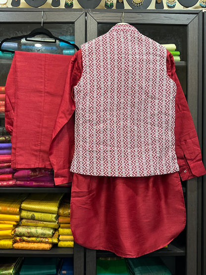 40” Large size Men’s Kurta Indian Maroon Sherwani Bollywood outfit M8