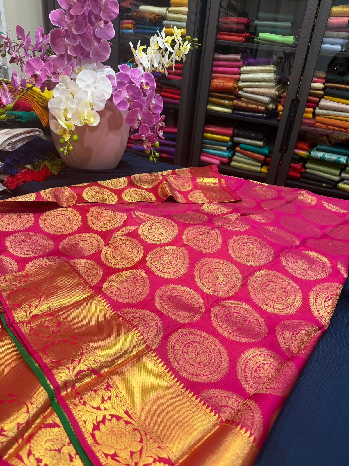 Bridal Kanchipuram Pure Silk Saree Kanjivaram handloom Pink Sari SPK466